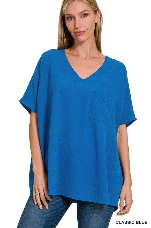 Woven Airflow V-Neck Top