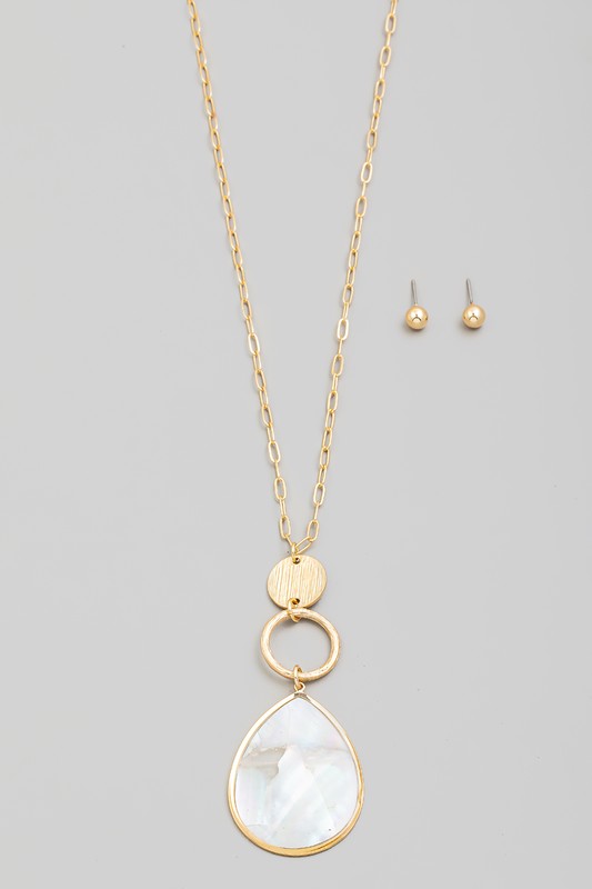 Pearl Teardrop Necklace/Earring Set