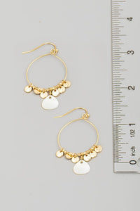 Coin & Pearl Fringe Hoop Earrings