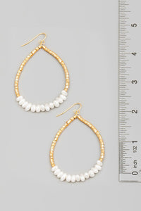 Pearl & Metallic Beaded Teardrop Earrings