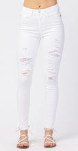 Load image into Gallery viewer, Judy Blue White Distressed Skinny Jeans
